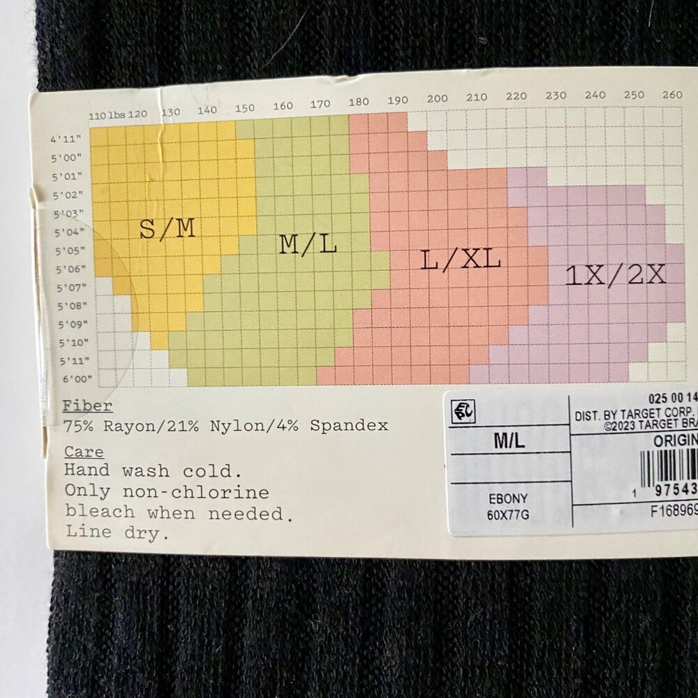 A New Day Sweater Tights Ribbed Black M-L NEW NWT - Picture 5 of 6